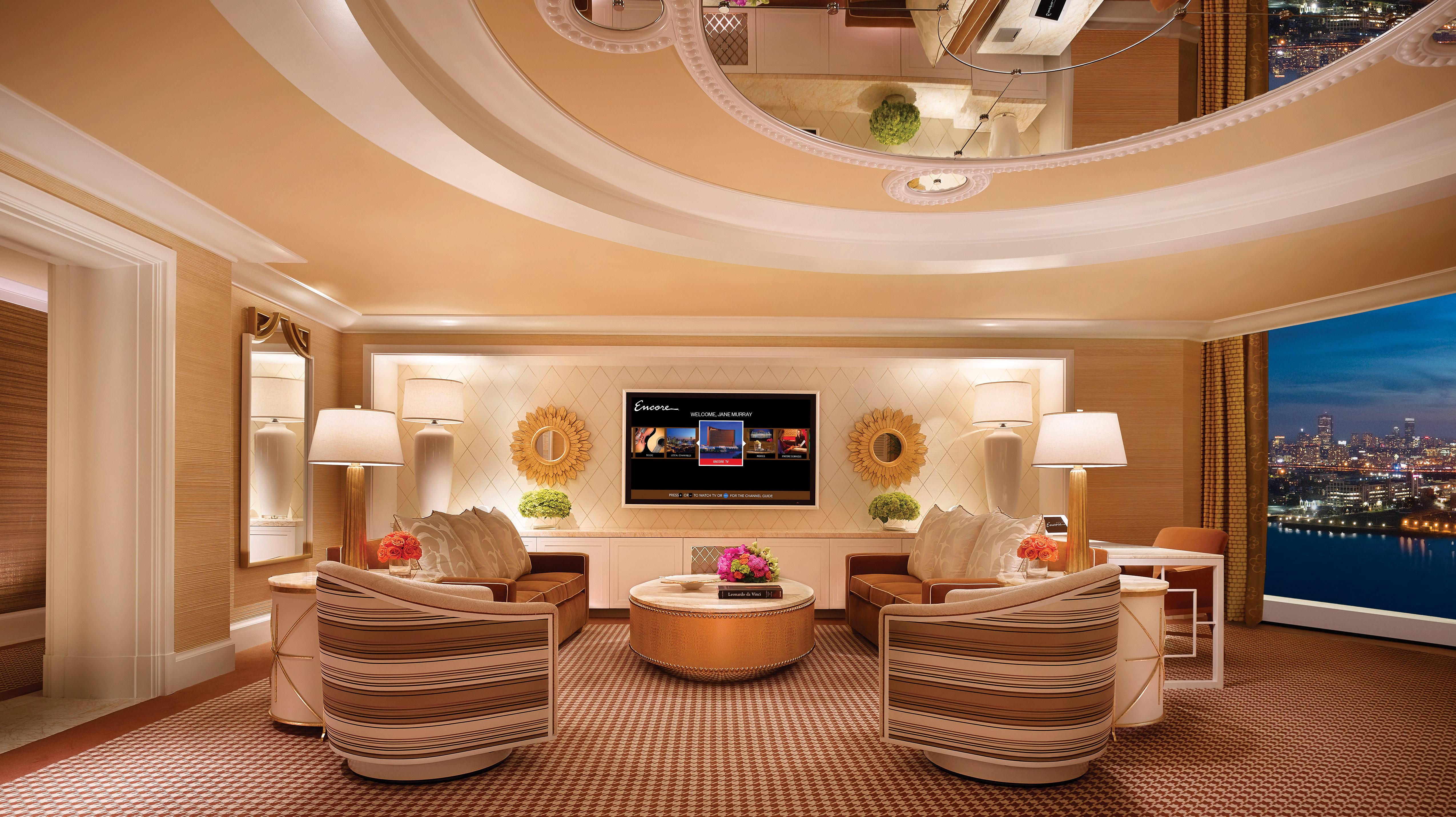 Encore Boston Harbor Everett Bagian luar foto The living room of a two-bedroom suite